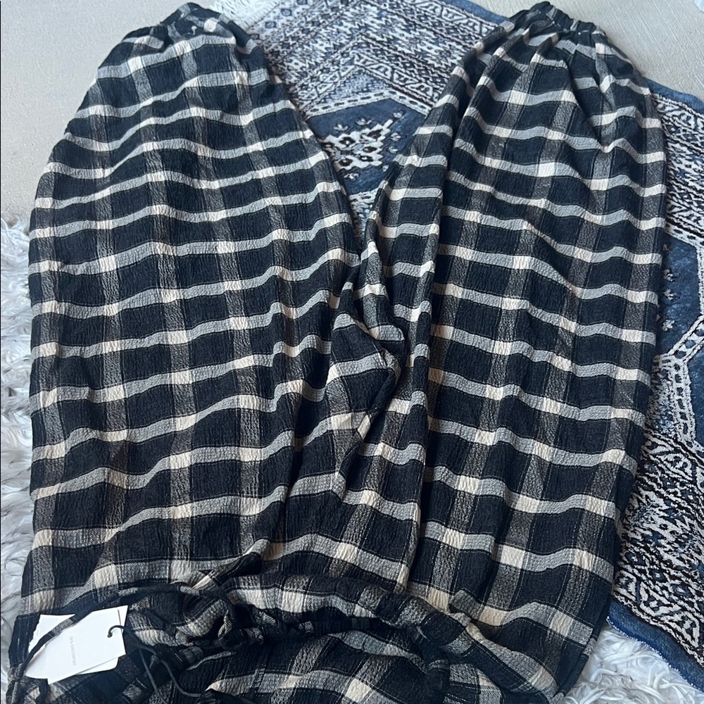 Zara Black and White Checkered Trousers
